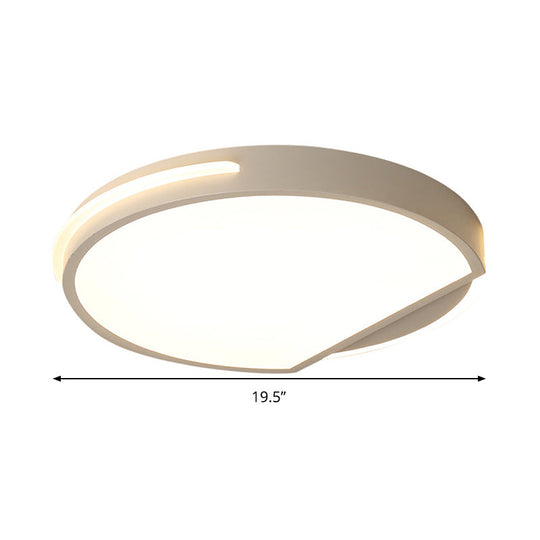 16’/19.5’ White Round Ceiling Mounted Led Flush Light Fixture Metal Construction Simple Style
