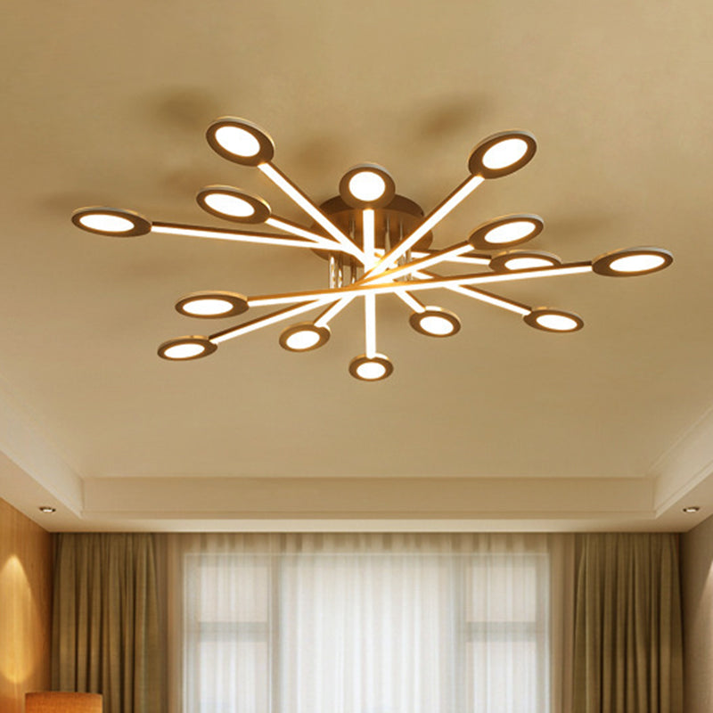 Starburst Led Semi Flush Ceiling Light In Warm/White Minimalistic Design Acrylic 31.5’/45’ Wide