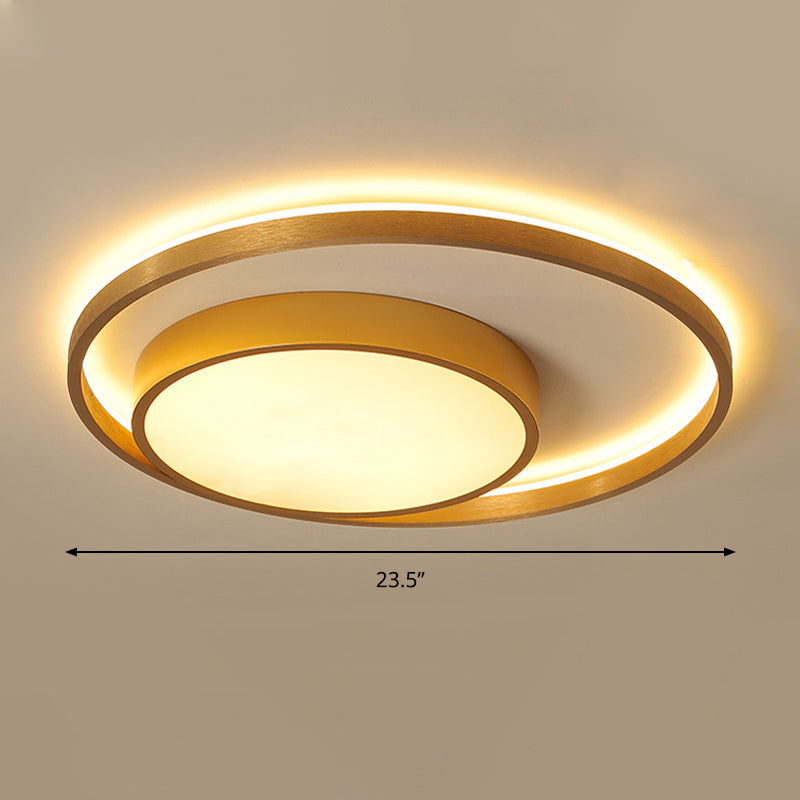 Postmodern Gold Metal Circular Ceiling Light Fixture - 16’/23.5’ Wide Led Flush In Warm/White