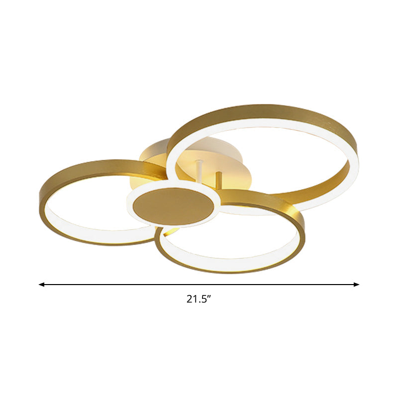 Modern Acrylic Led Gold Ceiling Light Fixture - Semi - Flush Mount Round Shape Warm/White