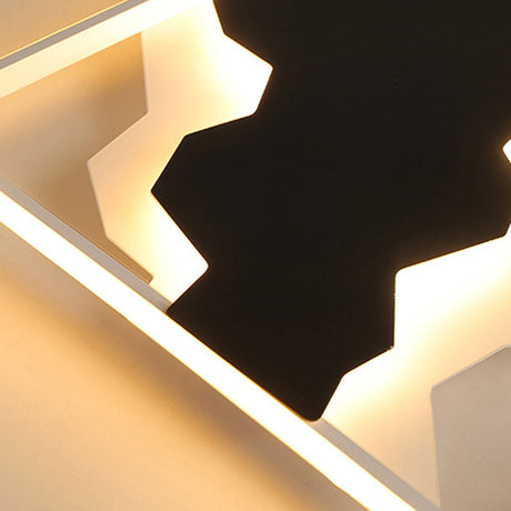 Modern Black Geometric Flush Mount Lamp With Acrylic Led Ceiling Lighting - Warm/White Light Third
