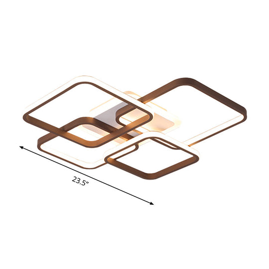 Minimalist Acrylic Flush Light - 4/7 Heads 23.5/35.5 Wide Brown Ceiling Lamp In Warm/White