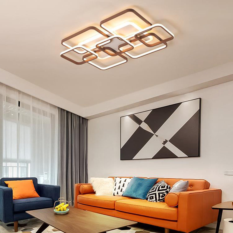 Minimalist Acrylic Flush Light - 4/7 Heads 23.5/35.5 Wide Brown Ceiling Lamp In Warm/White / 35.5