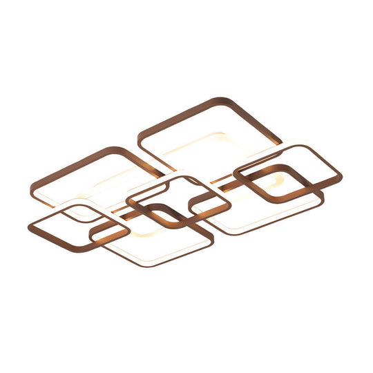 Minimalist Acrylic Flush Light - 4/7 Heads 23.5/35.5 Wide Brown Ceiling Lamp In Warm/White