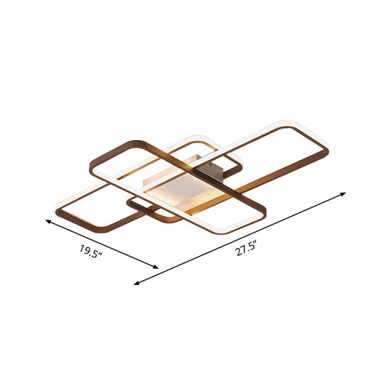 Modernist Acrylic Led Brown Ceiling Light Fixture - Rectangle Flushmount Warm/White 27.5/41 Wide