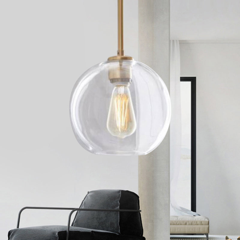 Contemporary Clear Glass Globe Pendant Light - 1 8/10/12 Wide