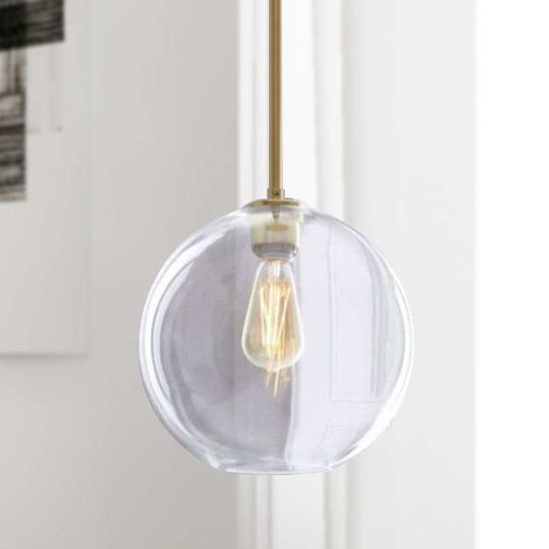 Contemporary Clear Glass Globe Pendant Light - 1 8/10/12 Wide / 10
