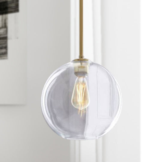 Contemporary Clear Glass Globe Pendant Light - 1 8/10/12 Wide / 10