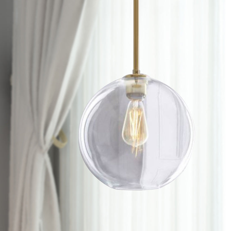 Contemporary Clear Glass Globe Pendant Light - 1 8/10/12 Wide
