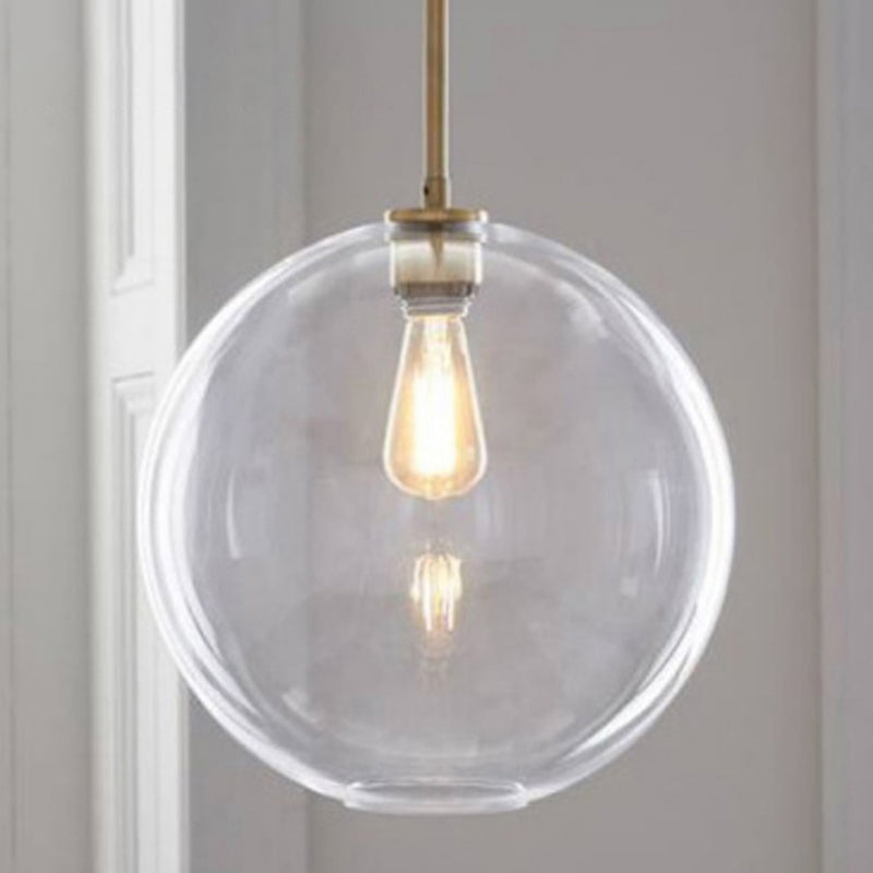 Contemporary Clear Glass Globe Pendant Light - 1 8/10/12 Wide / 12