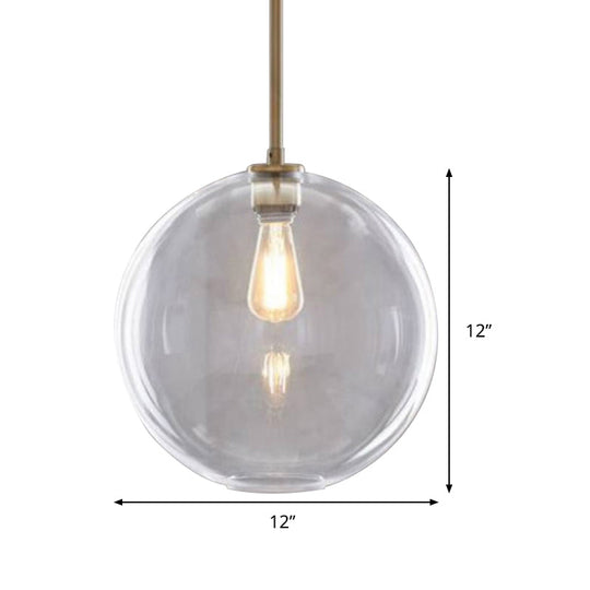 Contemporary Clear Glass Globe Pendant Light - 1 8/10/12 Wide
