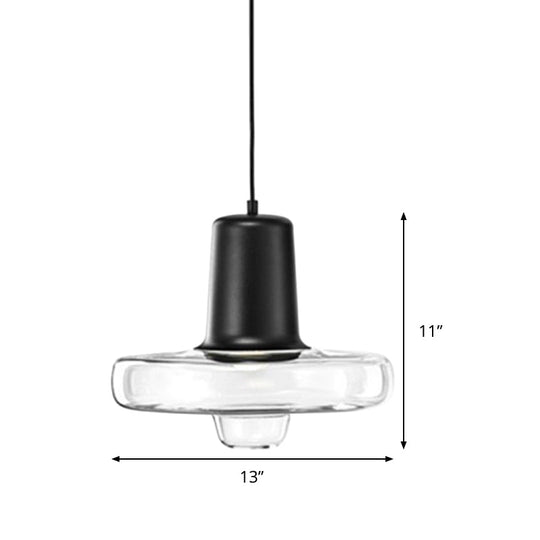 Suspension Gyro contemporaine en verre transparent - Noir/champagne/or rose, 1 lampe - 8"/10,5"/13" de large