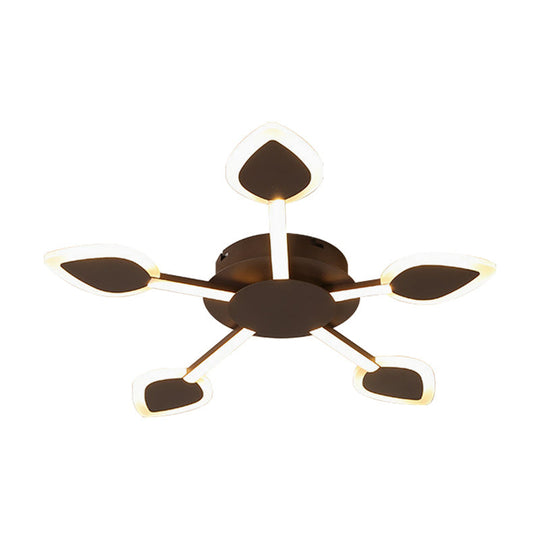 Contemporary Sputnik Flush Light In Brown Acrylic - 5/11 Heads 29.5’/45’ Wide Warm/White Close