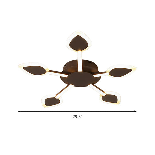 Contemporary Sputnik Flush Light In Brown Acrylic - 5/11 Heads 29.5’/45’ Wide Warm/White Close