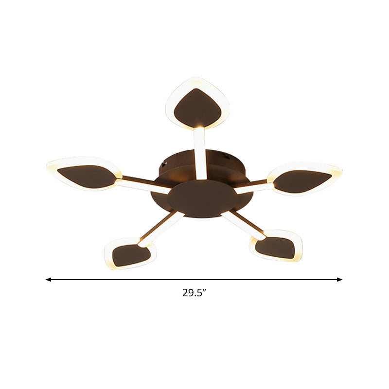 Contemporary Sputnik Flush Light In Brown Acrylic - 5/11 Heads 29.5/45 Wide Warm/White Close To