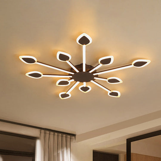 Contemporary Sputnik Flush Light In Brown Acrylic - 5/11 Heads 29.5/45 Wide Warm/White Close To