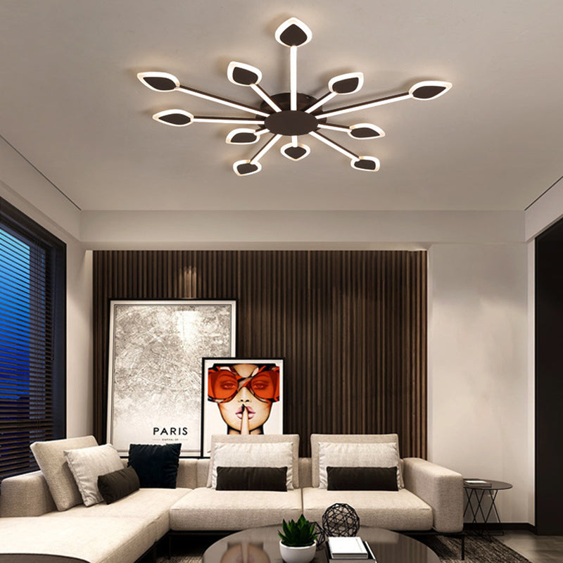 Contemporary Sputnik Flush Light In Brown Acrylic - 5/11 Heads 29.5’/45’ Wide Warm/White Close
