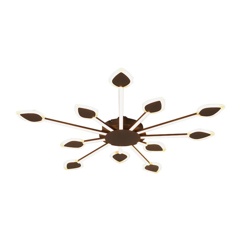Contemporary Sputnik Flush Light In Brown Acrylic - 5/11 Heads 29.5’/45’ Wide Warm/White Close