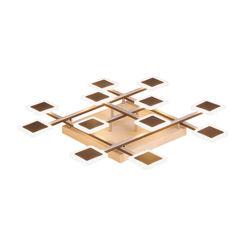 Sleek Square Semi - Flush Mount Acrylic Ceiling Light Fixture - 31.5’/35.5’ Wide Brown 9/12