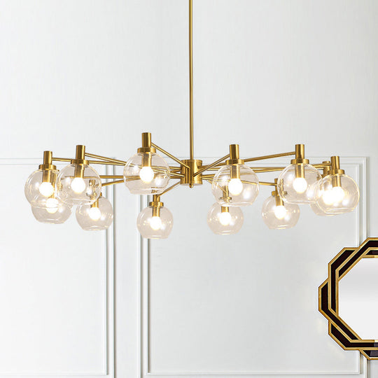 Postmodern Clear Glass Gold Chandelier Light Fixture - 8/12 Lights Radial Hang 12 /
