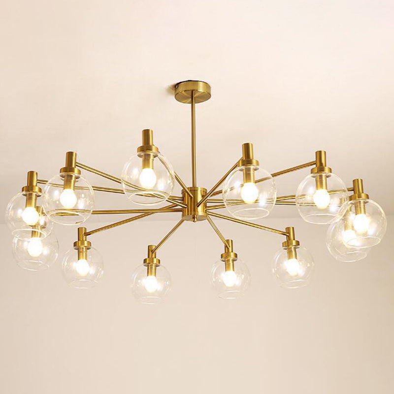 Radial Clear Glass Gold Chandelier Light Fixture - Postmodern Hanging With 8/12 Lights