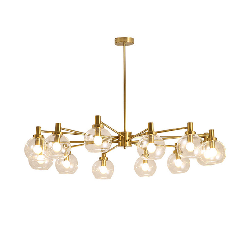 Radial Clear Glass Gold Chandelier Light Fixture - Postmodern Hanging With 8/12 Lights