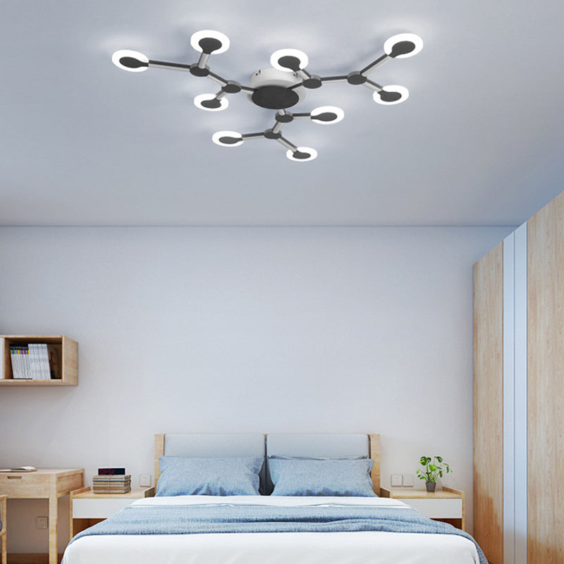 Minimalist Acrylic Flushmount Starburst Ceiling Light Fixture In Warm/White - 33.5/39 Wide Brown