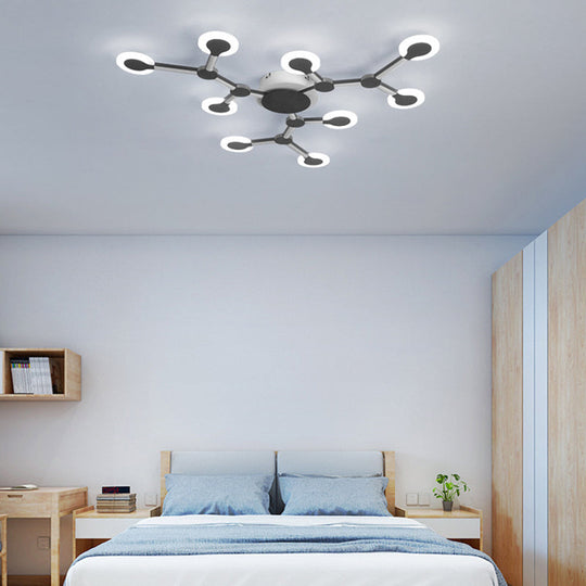 Minimalist Acrylic Flushmount Starburst Ceiling Light Fixture In Warm/White - 33.5/39 Wide Brown