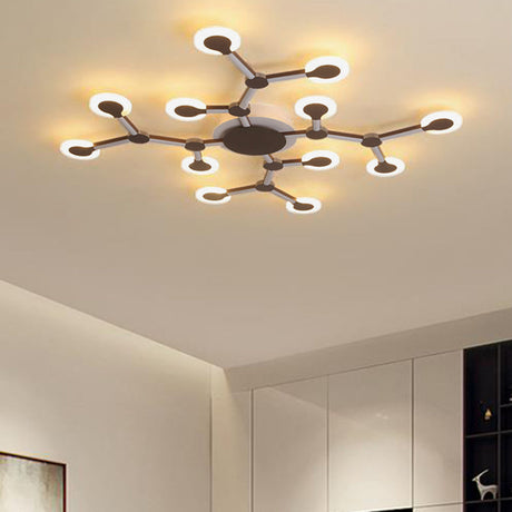 Minimalist Acrylic Flushmount Starburst Ceiling Light Fixture In Warm/White - 33.5/39 Wide Brown