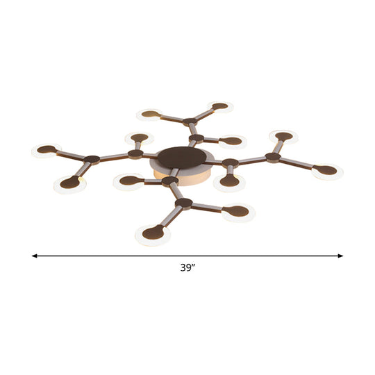 Minimalist Acrylic Flushmount Starburst Ceiling Light Fixture In Warm/White - 33.5/39 Wide Brown