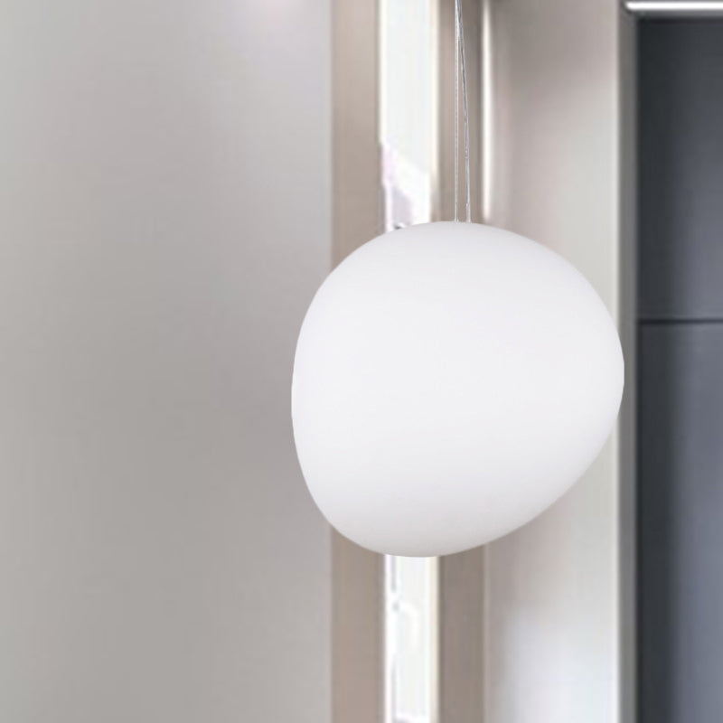 Suspension ovale en verre blanc - 6"/9"/12,5" de large - Style simple - Kit de lampe suspendue à 1 lampe