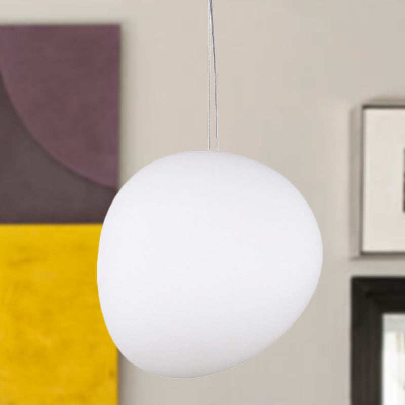 Suspension ovale en verre blanc - 6"/9"/12,5" de large - Style simple - Kit de lampe suspendue à 1 lampe