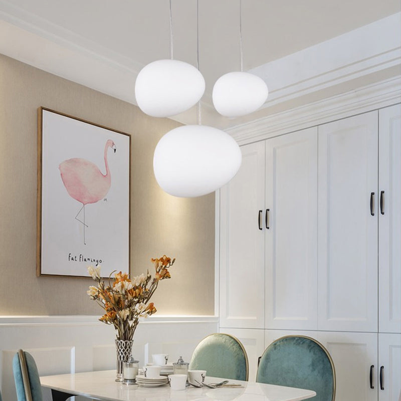 Suspension ovale en verre blanc - 6"/9"/12,5" de large - Style simple - Kit de lampe suspendue à 1 lampe