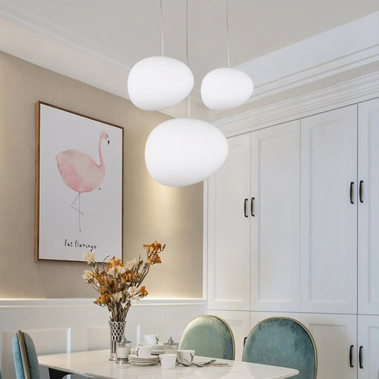 Suspension ovale en verre blanc - 6"/9"/12,5" de large - Style simple - Kit de lampe suspendue à 1 lampe