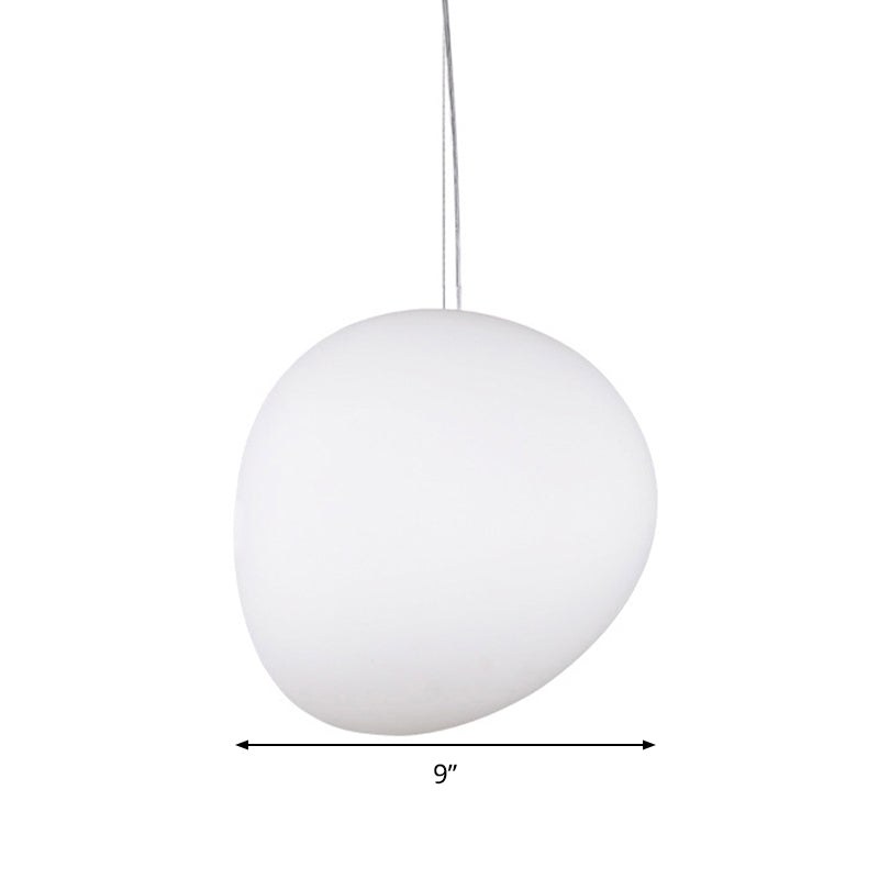 Suspension ovale en verre blanc - 6"/9"/12,5" de large - Style simple - Kit de lampe suspendue à 1 lampe