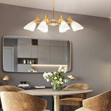 Frosted Glass Gold Chandelier With Modern Cone Design And 6/8 Lights In Warm/White