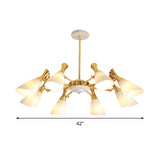 Frosted Glass Gold Chandelier With Modern Cone Design And 6/8 Lights In Warm/White