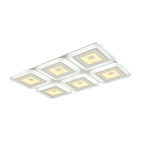 Contemporary Rectangular Ceiling Light With 6 White Bulbs - Perfect For The Living Room