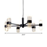 Oval Chandelier With Acrylic Heads And Black Rod For Modern Living Room - Available In Warm/White