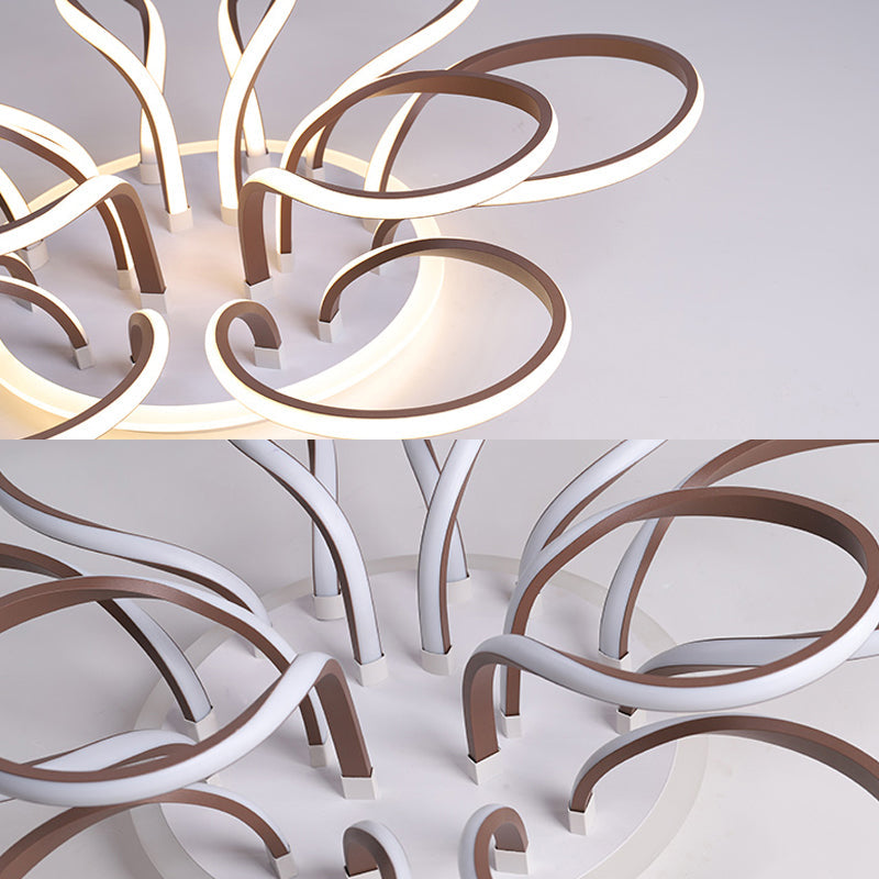 Modern Acrylic Flush Mount Ceiling Light Fixture - Bend Design 9/12 Heads Brown 38.5’/46.5’