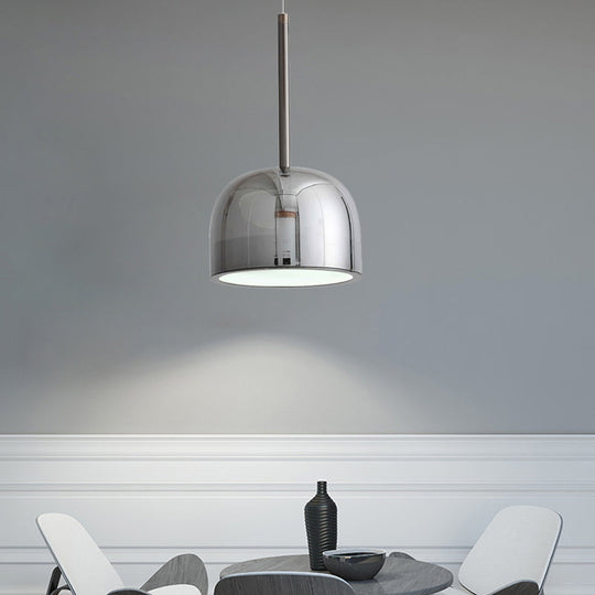Contemporary Black Dome Ceiling Light - Metal Pendant Fixture For Study Room
