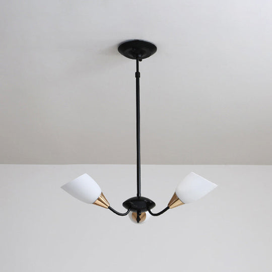 Modern Beveled Glass Chandelier With Starburst Design - Black Hanging Ceiling Light (3/6/8 Heads)