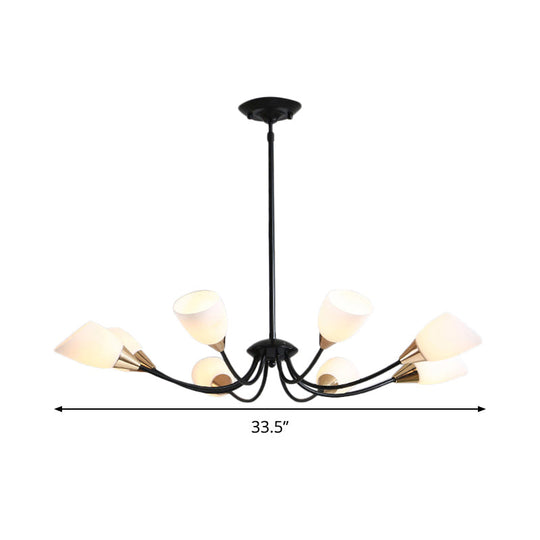 Modern Beveled Glass Chandelier - White & Black Hanging Ceiling Light With Starburst Design | 3/6/8