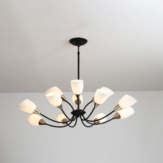 Modern Beveled Glass Chandelier With Starburst Design - Black Hanging Ceiling Light (3/6/8 Heads)