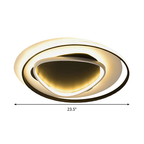 Modern Geometric Flush Mount Ceiling Light: 18’/23.5’ Wide Black Acrylic Led Warm/White Light