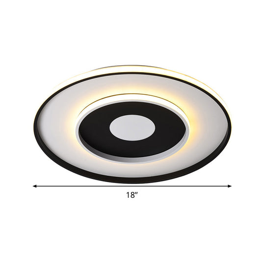 Modern Black Acrylic Circle Ceiling Light Fixture - 18’/23.5’ Wide Flush Mount With