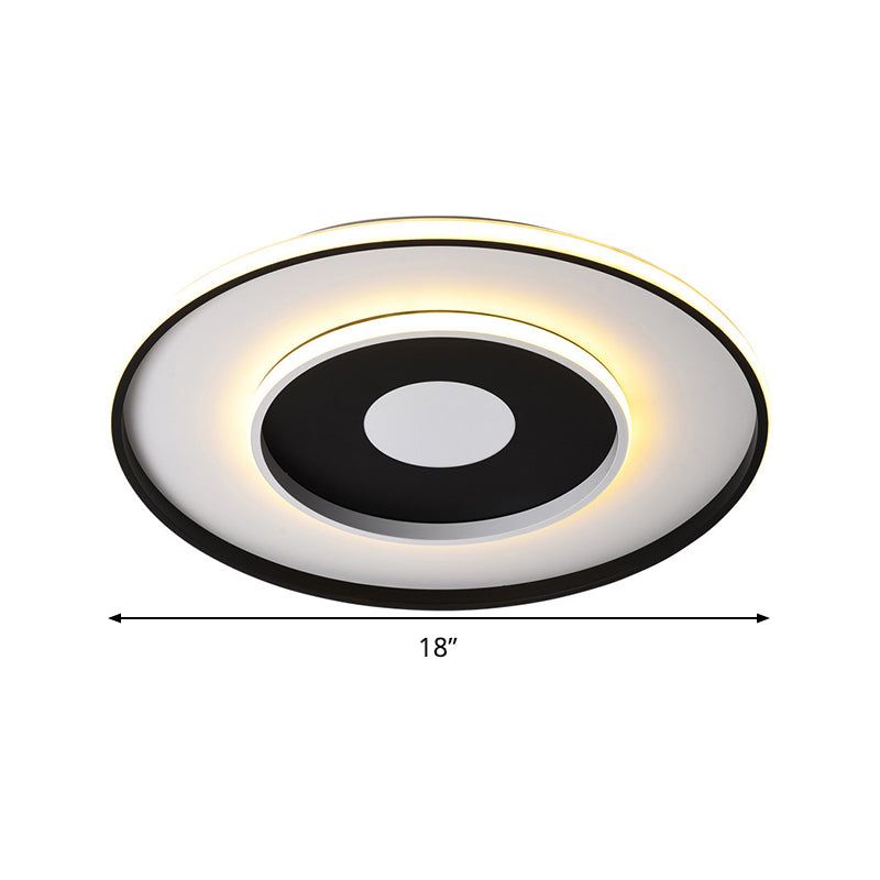 Modern Black Acrylic Circle Ceiling Light Fixture - 18/23.5 Wide Flush Mount With Warm/White/3 Color