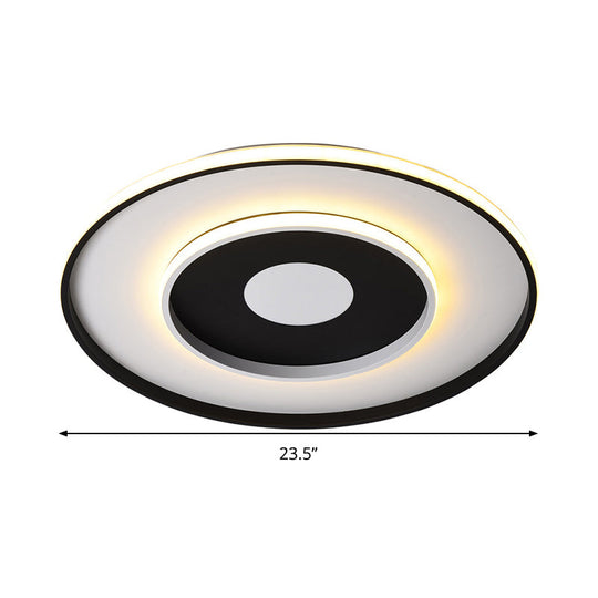 Modern Black Acrylic Circle Ceiling Light Fixture - 18’/23.5’ Wide Flush Mount With