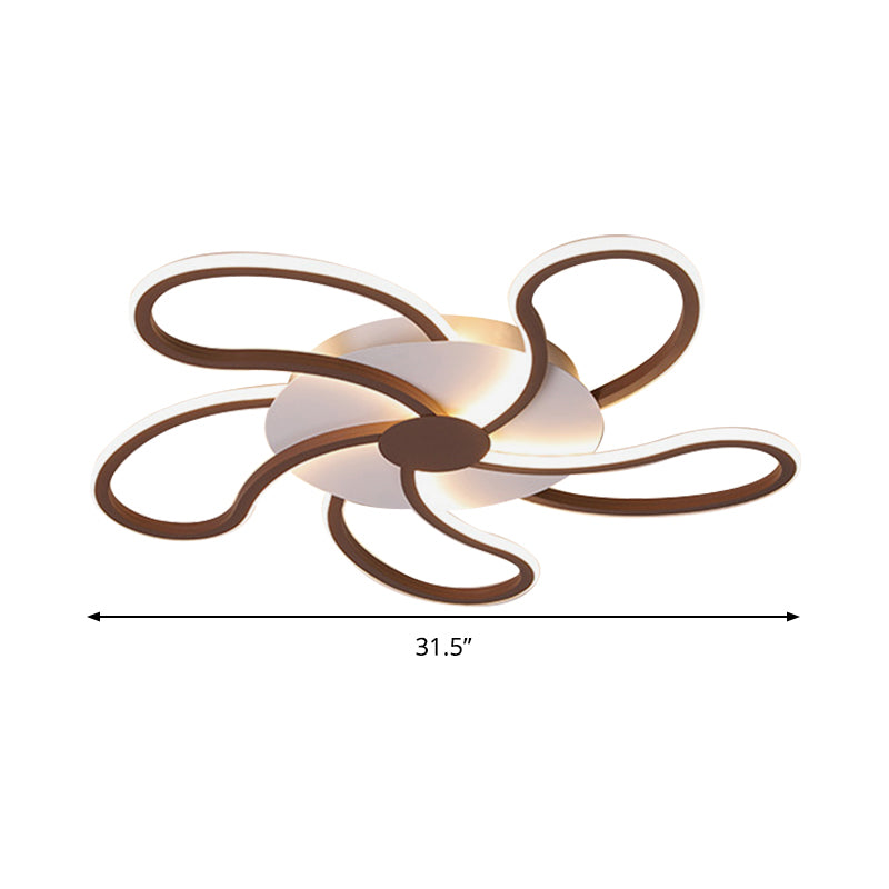 Contemporary Brown Acrylic Flush Light Fixture - Flower Design 5/6/7 Heads Ceiling Mounted