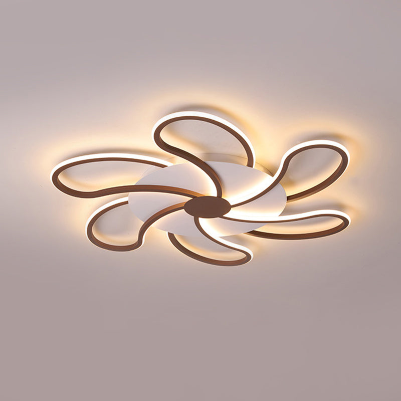 Contemporary Brown Acrylic Flush Light Fixture - Flower Design 5/6/7 Heads Ceiling Mounted